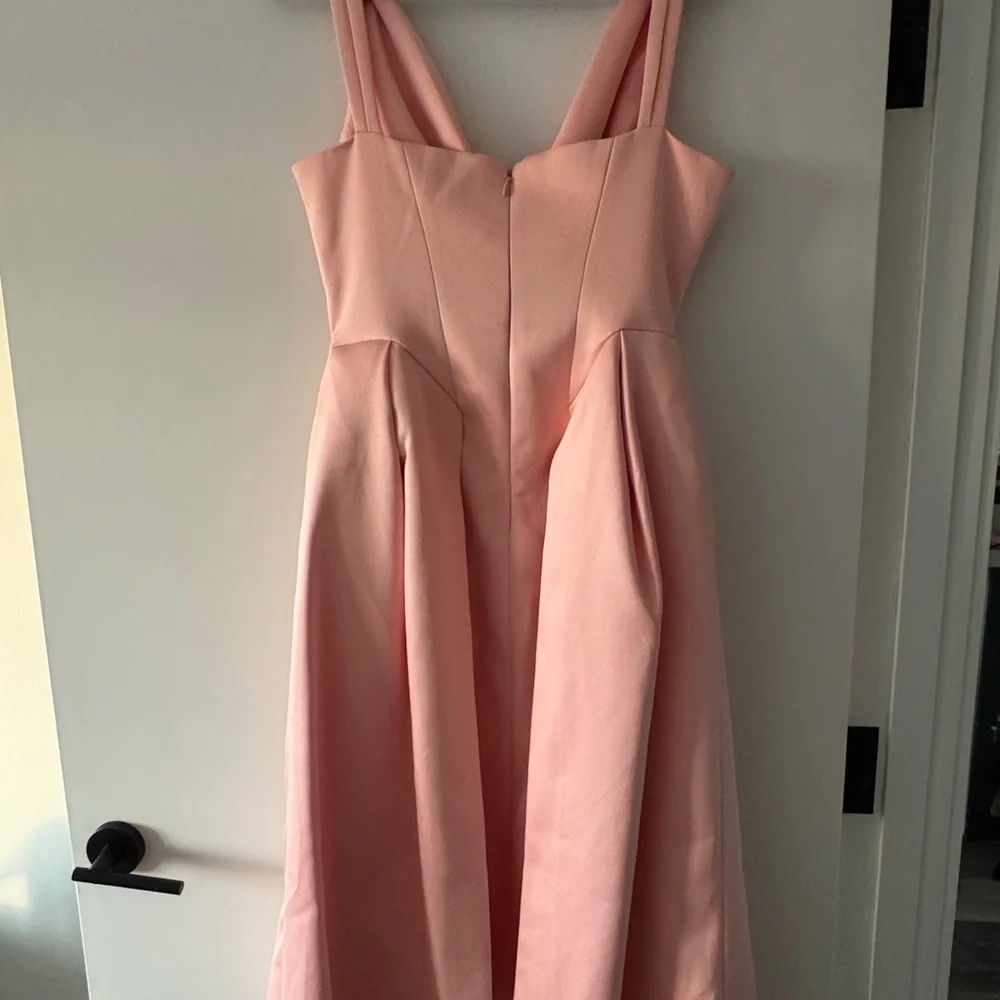 House of CB Peach Satin Pleated Midi Dress. - Picture 5 of 12